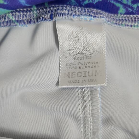 Juicy Couture Blue Waterprint Floral Cropped Leggings Mid Rise Bohemian Sports M - Picture 9 of 14